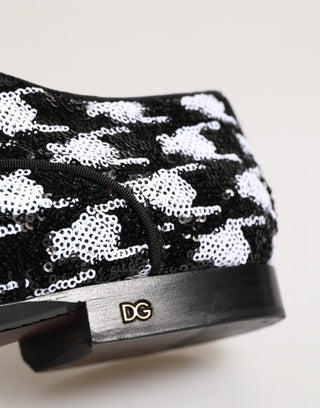 Dress Black White Sequined Lace Up Derby Shoes