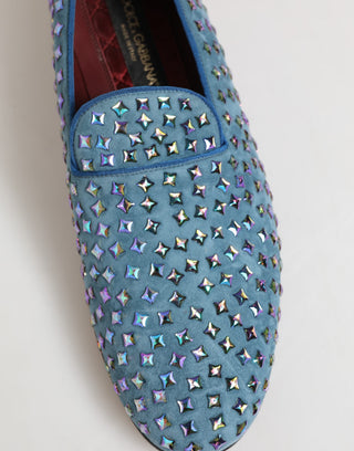 Blauer Wildleder-Herren-Slipper mit Nieten