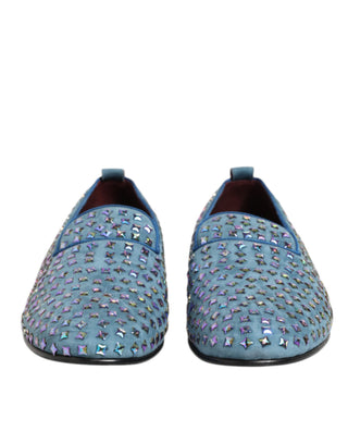 Blauer Wildleder-Herren-Slipper mit Nieten