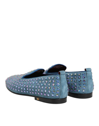 Blauer Wildleder-Herren-Slipper mit Nieten