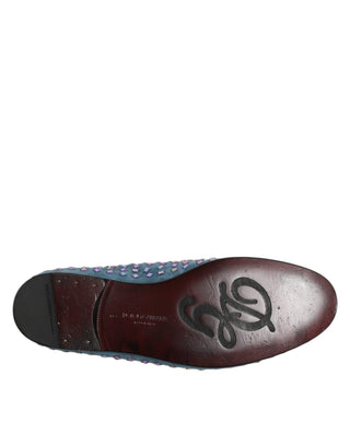 Blauer Wildleder-Herren-Slipper mit Nieten
