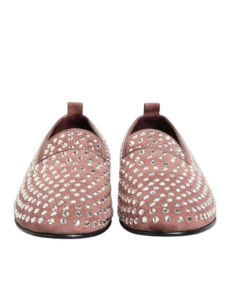 Pink Suede Crystals Loafers Men Dress Shoes