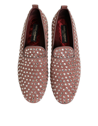 Pink Suede Crystals Loafers Men Dress Shoes