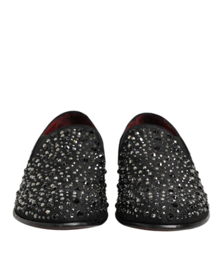 Mocasines negros de ante con cristales decorativos