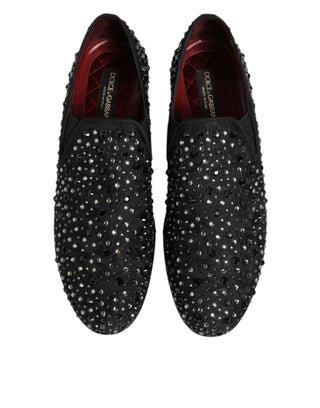 Mocasines negros de ante con cristales decorativos
