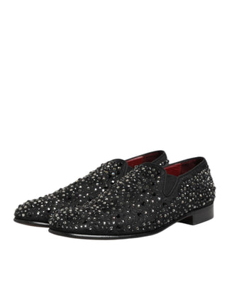 Mocasines negros de ante con cristales decorativos