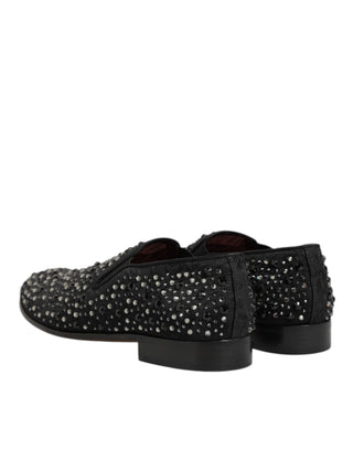 Mocasines negros de ante con cristales decorativos