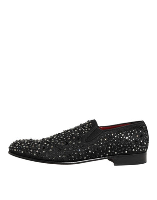 Mocasines negros de ante con cristales decorativos