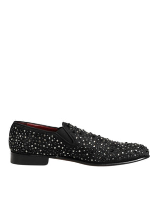 Mocasines negros de ante con cristales decorativos