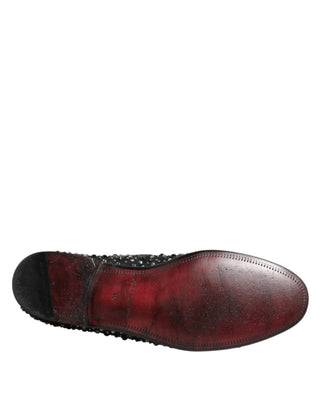 Mocasines negros de ante con cristales decorativos