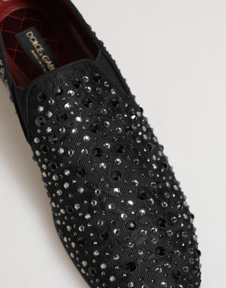 Mocasines negros de ante con cristales decorativos