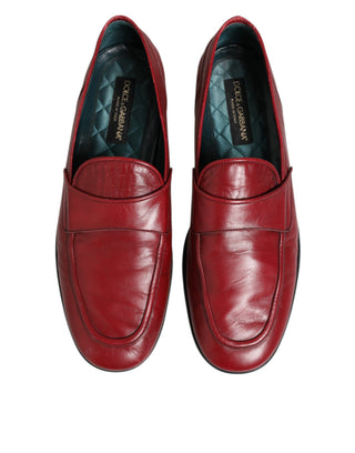 Red Leather Slip On Dress Men Loafers Shoes