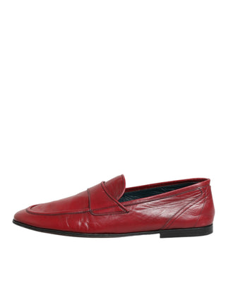 Red Leather Slip On Dress Men Loafers Shoes