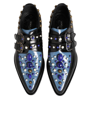 Schwarz-blaue verzierte MONKSTRAP Business-Schuhe