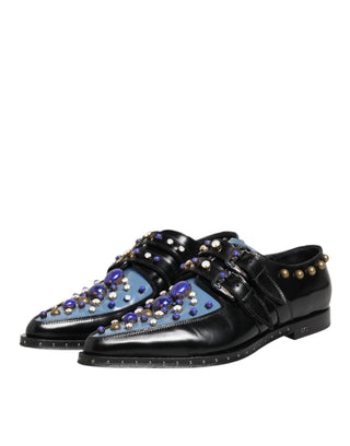 Schwarz-blaue verzierte MONKSTRAP Business-Schuhe