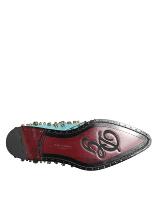 Türkisfarbene Derby-Herrenschuhe mit Kristallverzierung