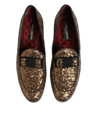 Gold Sequined Slip On Loafers Men Dress Shoes