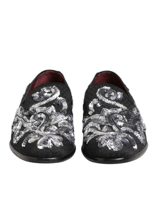 Mocasines negros con lentejuelas plateadas para hombre