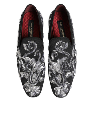 Mocasines negros con lentejuelas plateadas para hombre