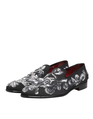 Mocasines negros con lentejuelas plateadas para hombre