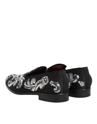 Mocasines negros con lentejuelas plateadas para hombre