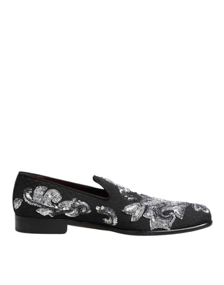 Mocasines negros con lentejuelas plateadas para hombre