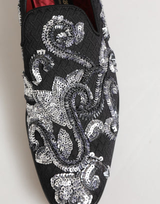 Mocasines negros con lentejuelas plateadas para hombre