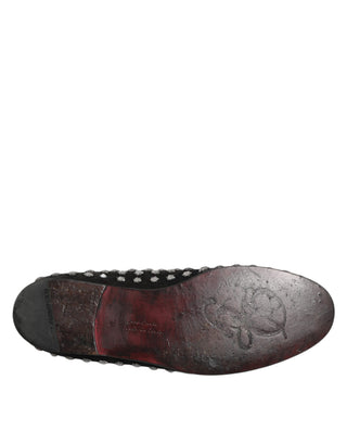 Schwarze, mit Kristallen verzierte Loafer-Abendschuhe