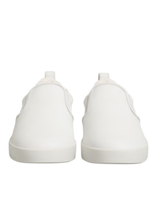 Zapatillas bajas sin cordones de cuero blanco  