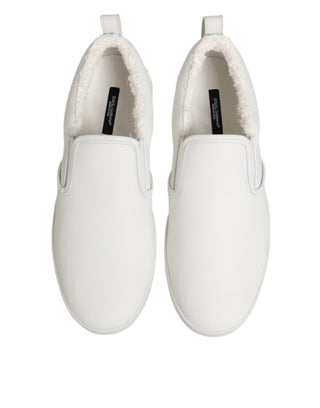 Zapatillas bajas sin cordones de cuero blanco  