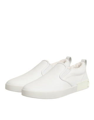 Zapatillas bajas sin cordones de cuero blanco  