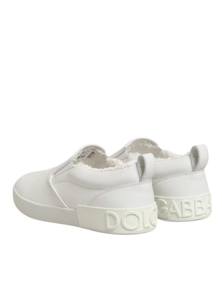 Zapatillas bajas sin cordones de cuero blanco  