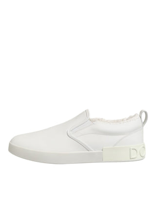 Zapatillas bajas sin cordones de cuero blanco  