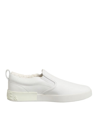 Zapatillas bajas sin cordones de cuero blanco  