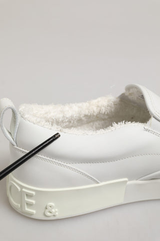 Zapatillas bajas sin cordones de cuero blanco  