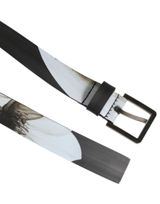 Mehrfarbiger PVC-Gürtel für Herren mit Blumenmuster und Silberschnalle