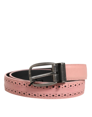 Rosa Leder Gürtel mit Perforationen und Schnalle