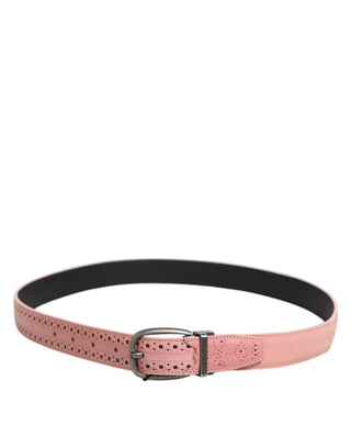 Rosa Leder Gürtel mit Perforationen und Schnalle