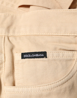 Beige Baumwoll-Röhrenjeans für Herren