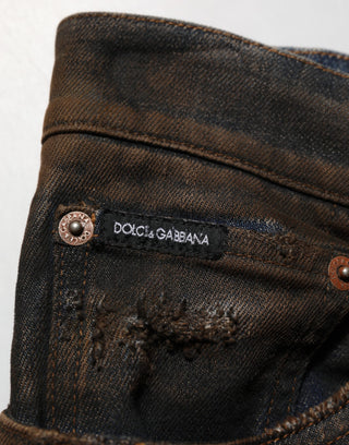 Schwarze Baumwoll-Röhrenjeans für Herren im Used-Look