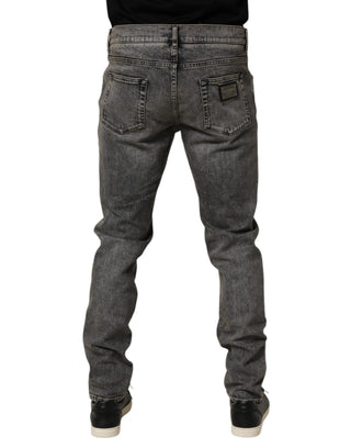 Jeans ajustados elásticos de algodón gris para hombre