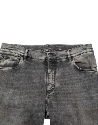 Jeans ajustados elásticos de algodón gris para hombre