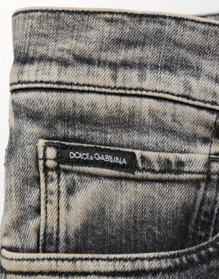 Jeans ajustados elásticos de algodón gris para hombre