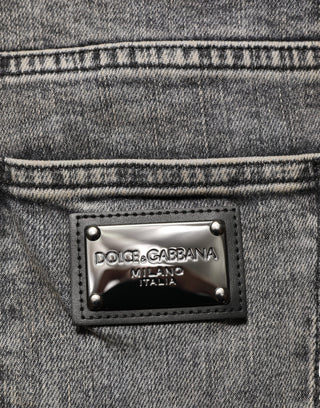 Jeans ajustados elásticos de algodón gris para hombre