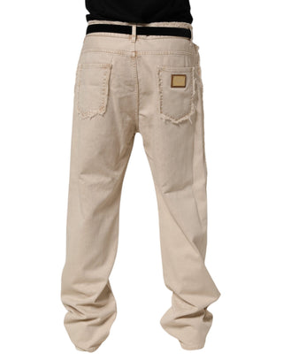 Beige Baumwoll-Jeans mit geradem Bein