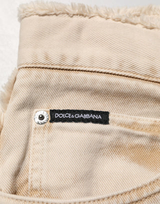 Beige Baumwoll-Jeans mit geradem Bein
