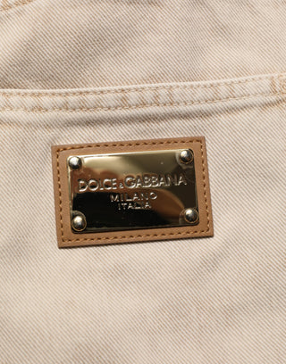Beige Baumwoll-Jeans mit geradem Bein