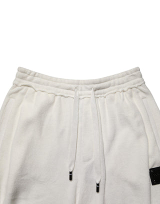 Bermudas blancas de algodón con placa de logo para hombre