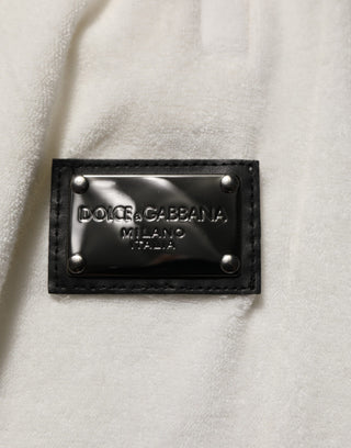 Bermudas blancas de algodón con placa de logo para hombre