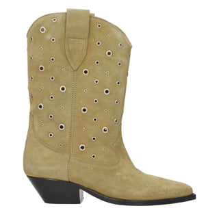 Beige Leder-Stiefeletten